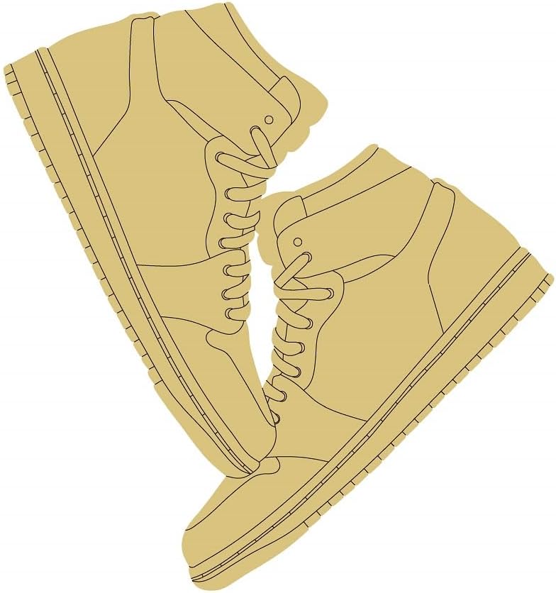 Sneaker Design by Line Unfinished Wood Cutout Tennis Shoe Fashion Door Hanger MDF Style 5 Art 1