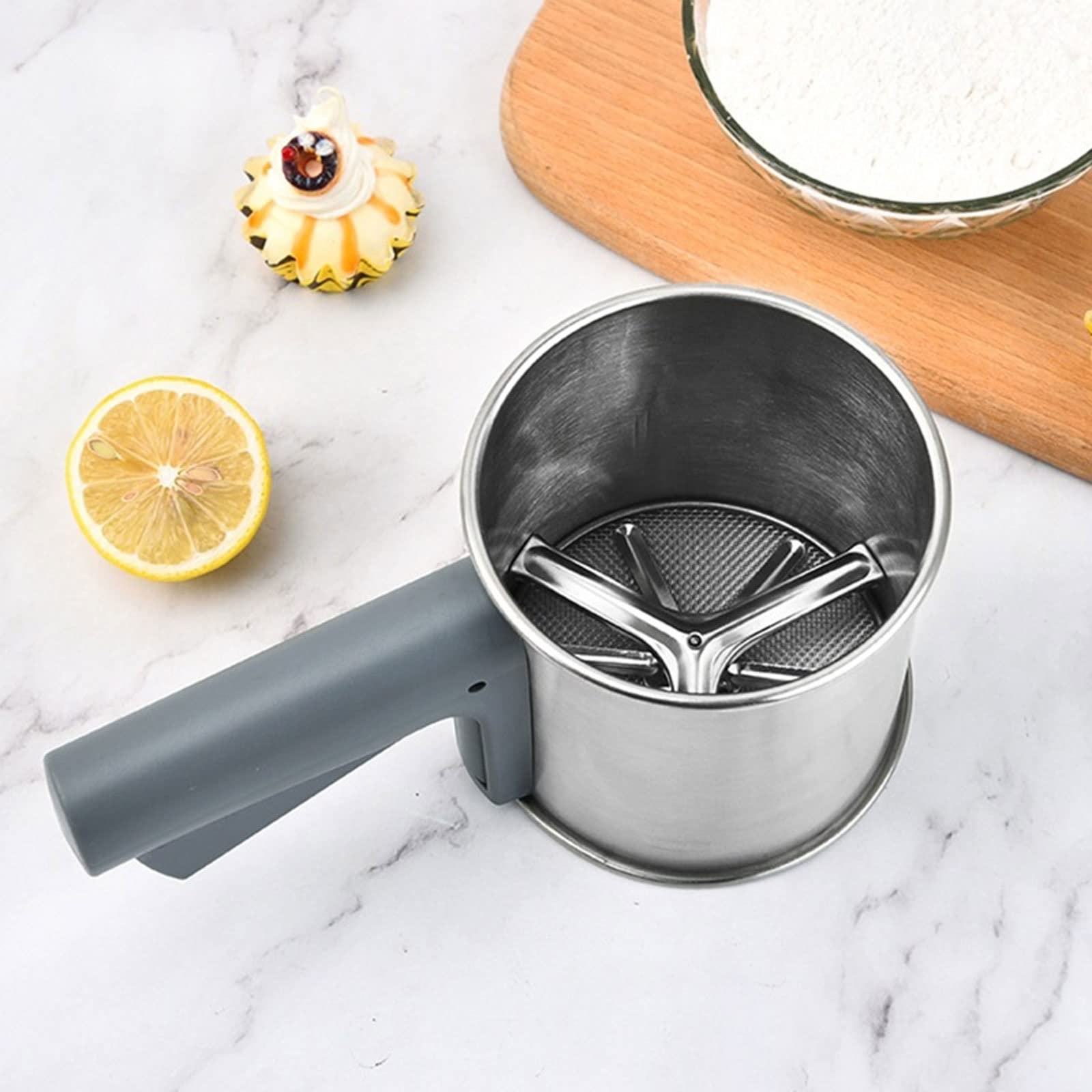 Setaccio per farina in acciaio inox, setaccio a mano a maglia fine per cucinare, cuocere e setacciare la farina