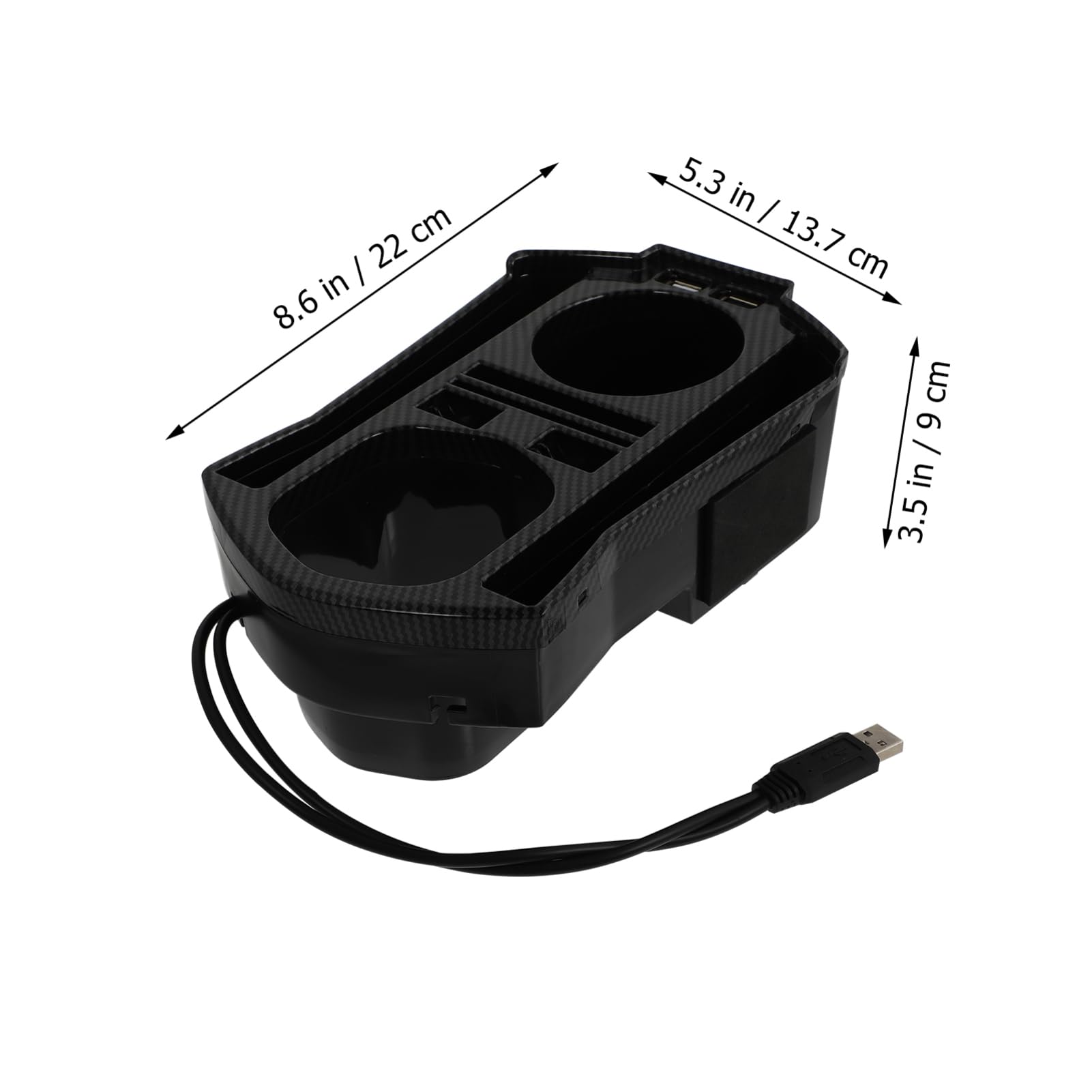Amosfun 2 Pezzi Scatola Portaoggetti per Console Centrale Auto con Porta USB e Portabicchieri Organizer Pratico per Accessori Auto Facile Installazione Senza Modifiche per Viaggi Lunghe