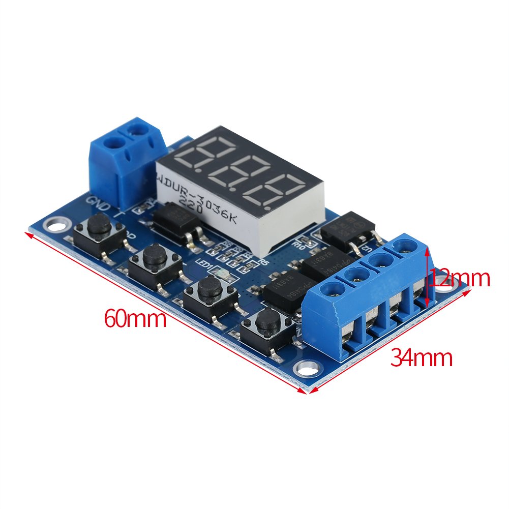 Akozon Timer relay module DC 6V~30V trigger delay on/off cycle timer relay switch module LED display micro USB 5V Trigger Delay Digital LED Board of optical torque relay module