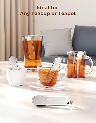 Miniatura 8 de Infusor de té para té de hojas sueltas, infusor de cuchara de té 2 en 1, coladores de té de malla fina para té suelto, taza individual, té de hojas