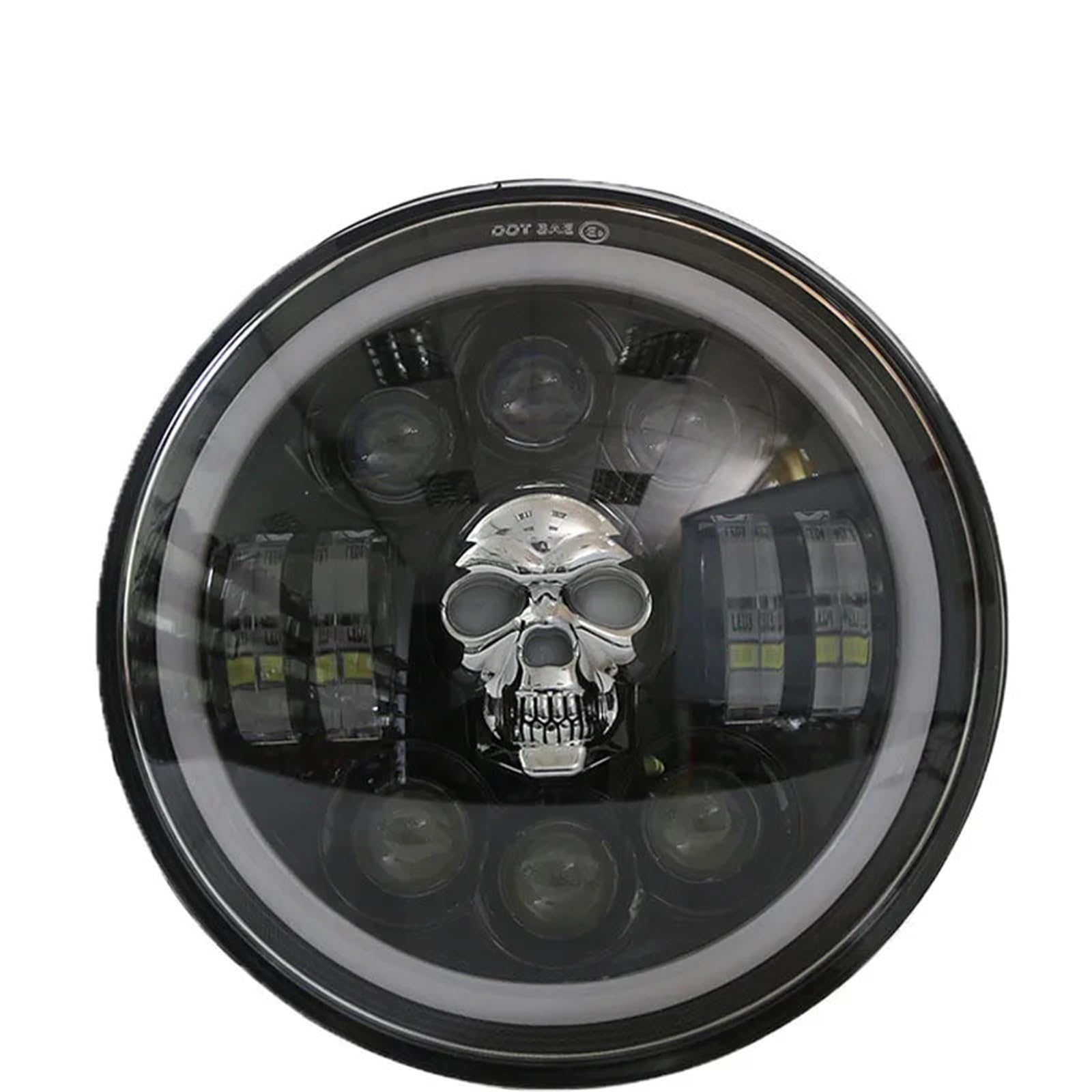 moto fari Faro anteriore a LED con teschio per moto HiLo Beam DRL ADATTO per Harley per Honda per Kawasaki per Yamaha