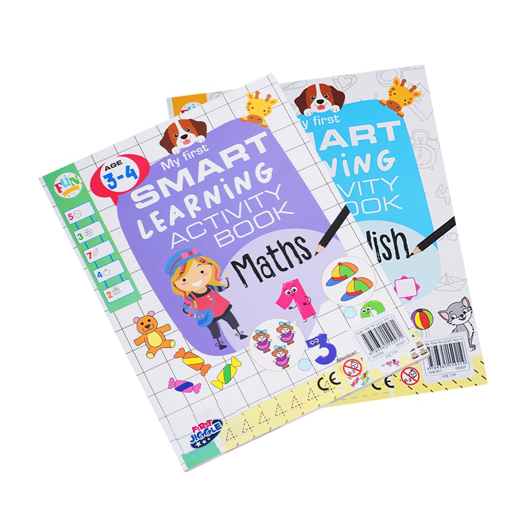 First Jiggle: Early Learners Smart Learning English & Math Activity Book Combo for Kids | 64 Pages Each | Fun Educational Workbook for 3-5 Year Olds | Develops Creativity & Foundational Learning