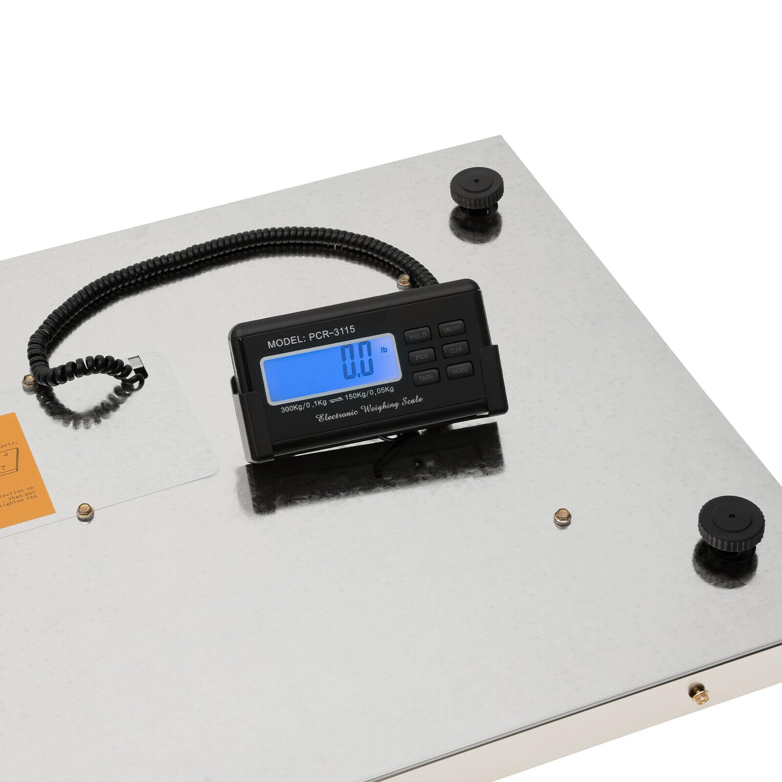 Bilancia Veterinaria Portatile per Cani e Gatti con Display LCD - Grande Piattaforma in Acciaio Inox 103 x 53 cm, 300 kg