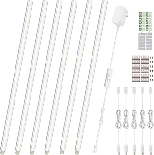 Cefrank Vitrinenbeleuchtung Erweiterbare LED Lichtleisten 6 Stück 30 cm - EU-Stecker - nahtlose verknüpfbare LED-Beleuchtungsleisten unter Schränken - Warmweiß 3000K