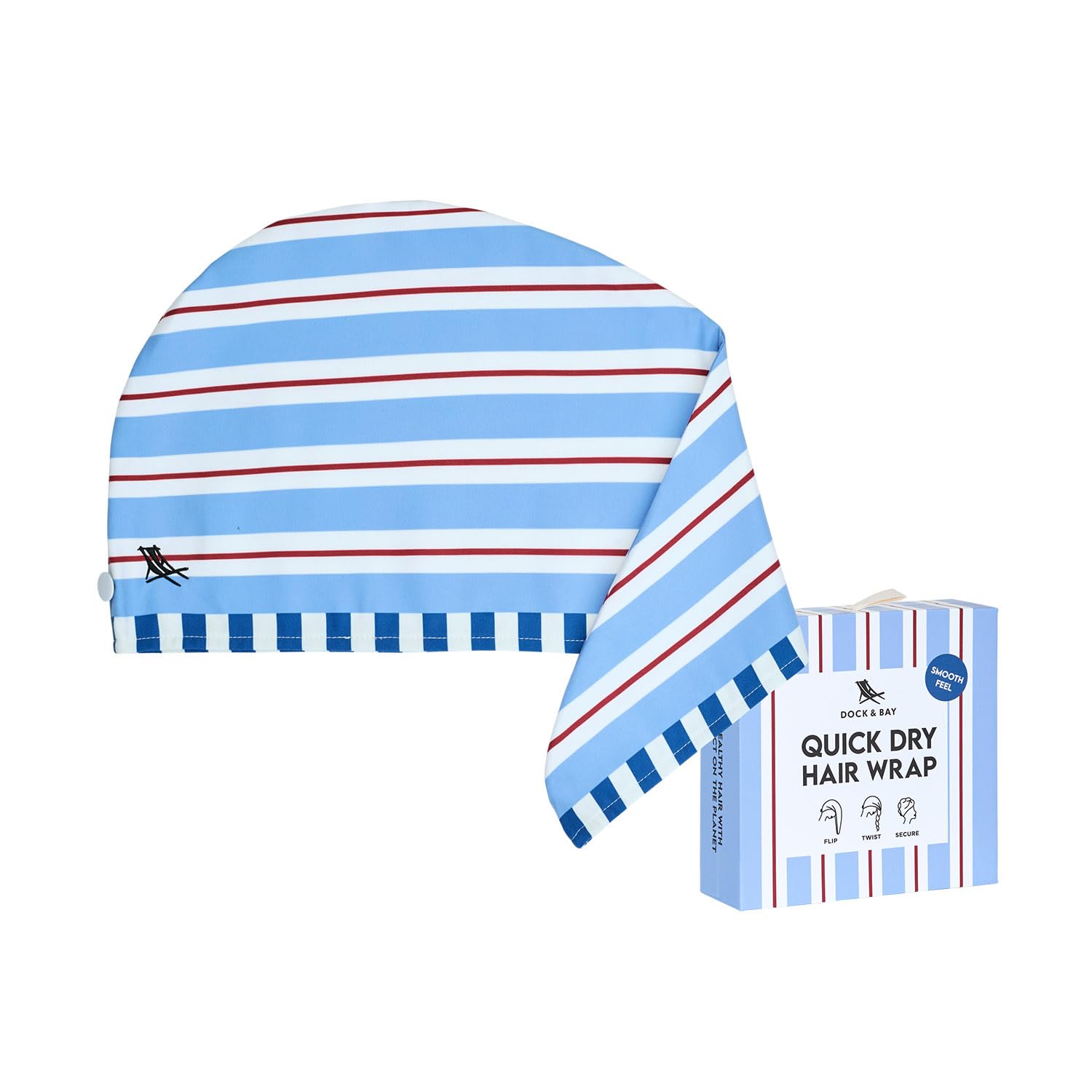 Dock & Bay Turban Hair Towel - For Home & the Beach - Super Absorbent, Quick Dry - Harbour Line