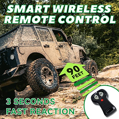 Off Road Boar 13000 Lb Winch, Electric Winch 12V With Synthetic Rope, Roller Fairlead, Waterproof Ip67 Atv Utv Jeep Winches With Wireless Remote And Wired Control #TOP3