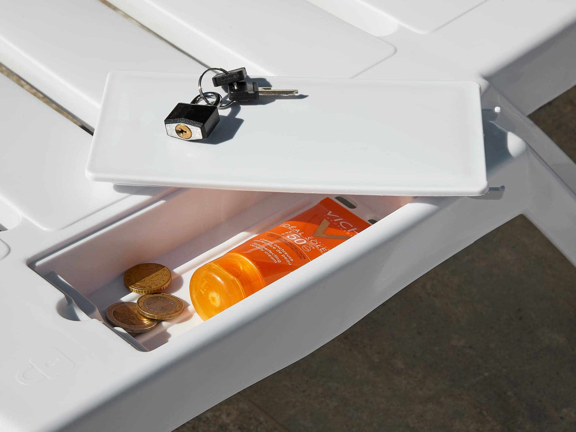 Resol garbar Master-Andorra Set 2+1 Tumbona-Mesa Auxiliar Exterior | jardín, terraza, balcón, Playa, Piscina | diseño, Ligero, apilable, reclinable, Ruedas, Posavasos | Antracita