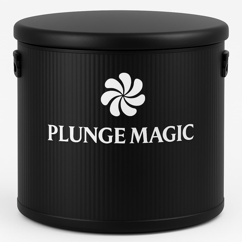 PLUNGE MAGIC Ultimate Cold Plunge Tub Inflatable Ice Bath Tub With Cover for Athletes Portable & XL Size 120 Gallons, Water Chiller Compatible (Black - Round)