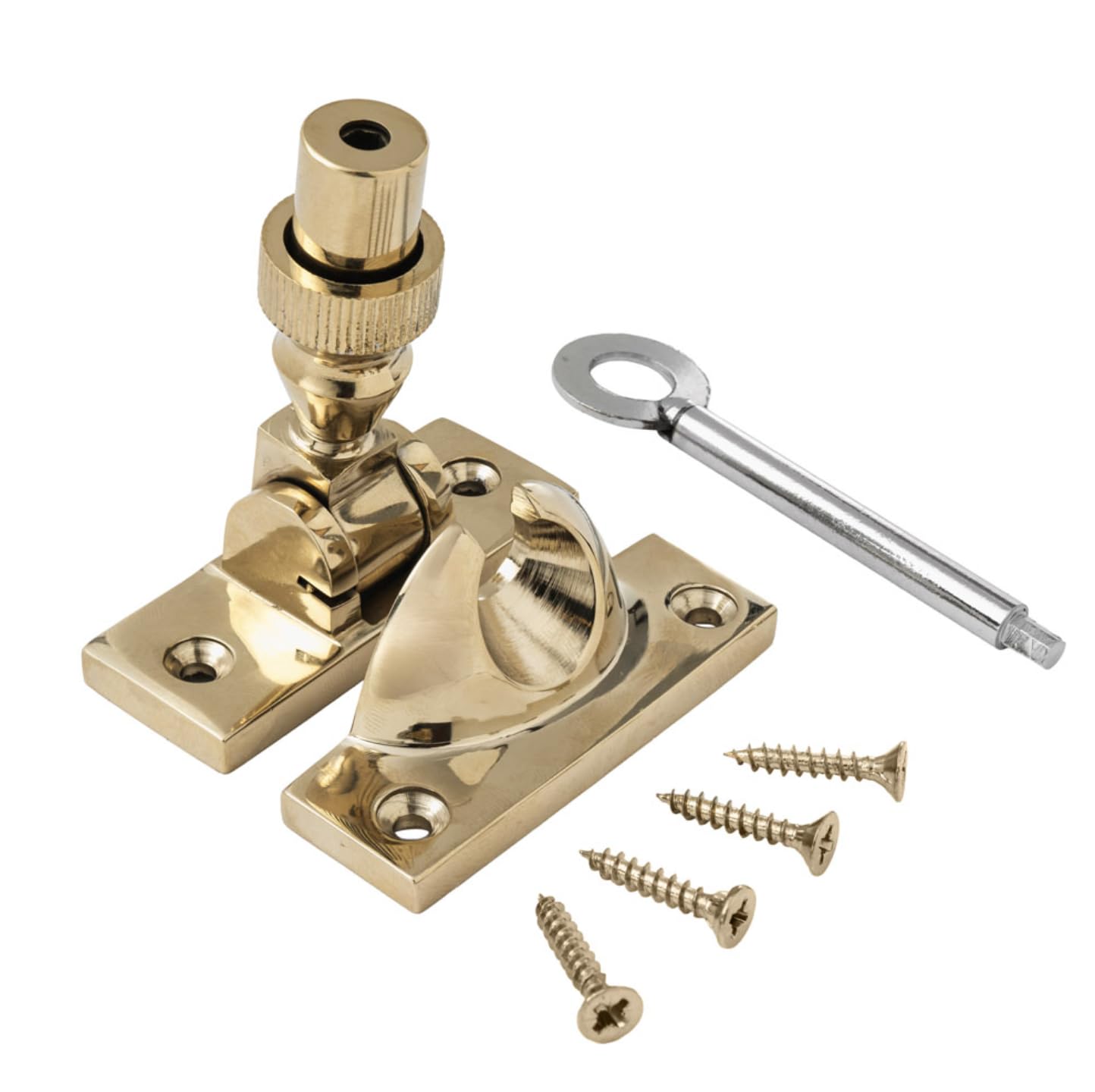 Solid Brass Locking Brighton Sash Window Fastener, Multiple Finishes (PVD Brass)