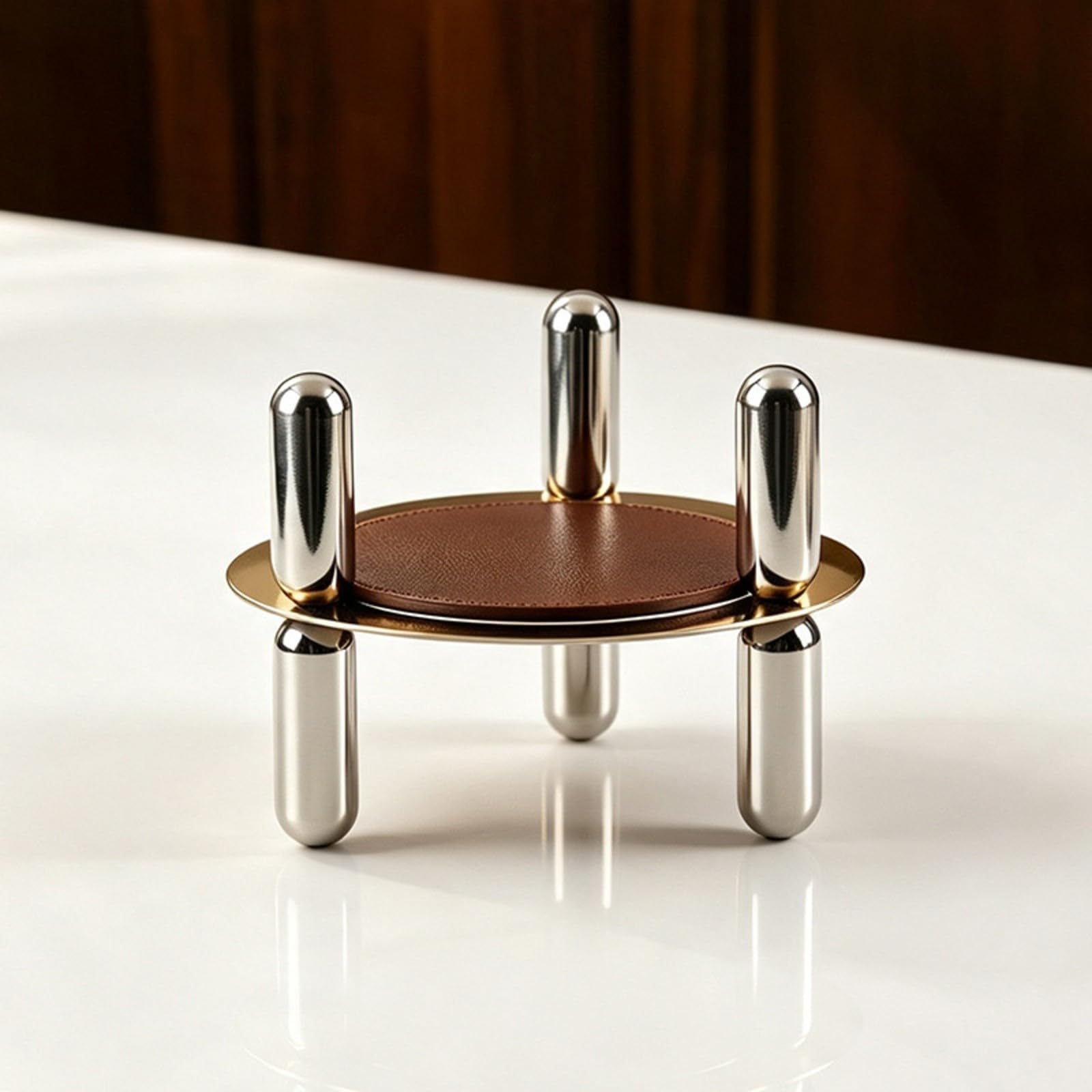 Baoblaze Sottopentola in Acciaio Inox con Cuscinetto Centrale Resistente Al Sottobicchiere in Metallo con Base Antiscivolo Decorativo per Piano