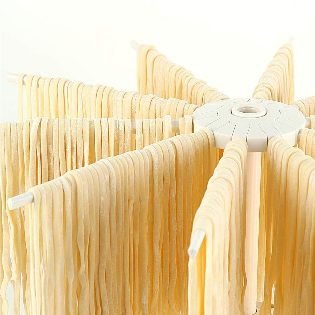 Soporte Plegable Secador de Pasta Fresca, Secador de Pasta Fresca Estante de Secado de Pasta Fideo Plegable con 10 Asas de Barra Fácil de almacenar, rápido de Instalar