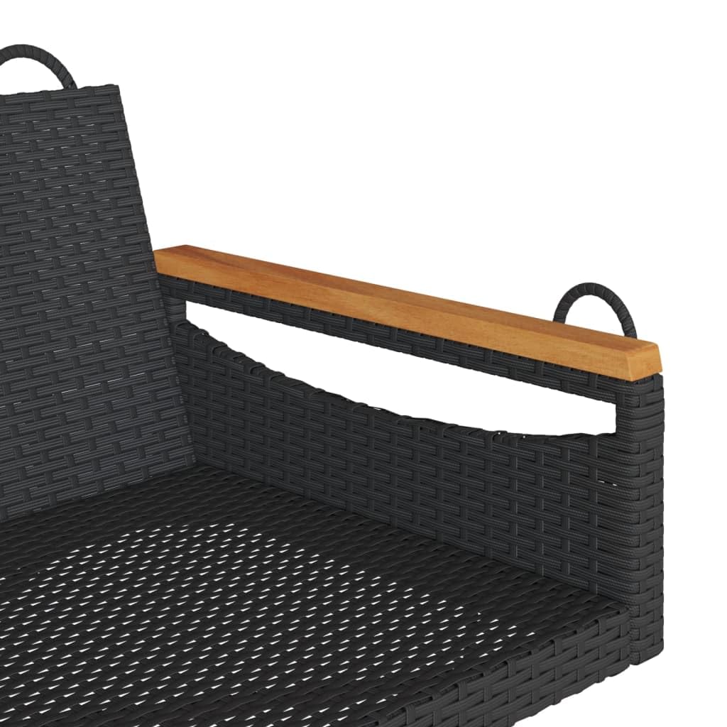 vidaXL Panchina Dondolo Nera 109x62x40 cm in Polyrattan, seduta sospesa, seduta a dondolo da giardino, seduta a dondolo in polyrattan