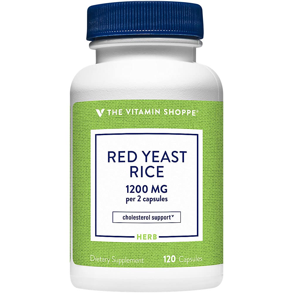 The Vitamin Shoppe Red Yeast Rice 1200 MG, 120 Capsules 1 Count (Pack of 1)