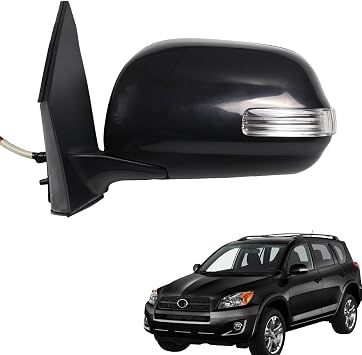 for Toyota Rav4 2009 2010 2011 2012 Side Mirror Assembly Driver Side BLACK 7 Pins for Toyota Rav4 Accessories |POWER+Turn Signal +HEAT Replaces TO1320273LH 87909-0R020