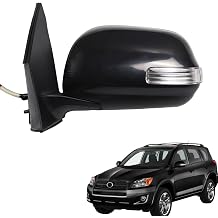Side Mirror for Toyota Rav4 2009 2010 2011 2012 Driver Side Black 7 Pin for Toyota Rav4 Accessories | Power +Turn Signal +Heat Replaces TO1320273LH 87909-0R020