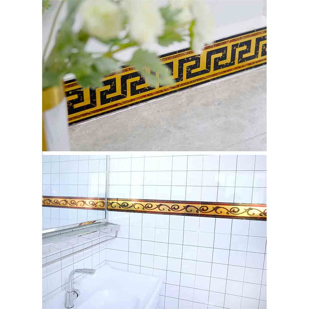 Autocollant de tuile de mur imperméable en PVC doré frise murale adhésive