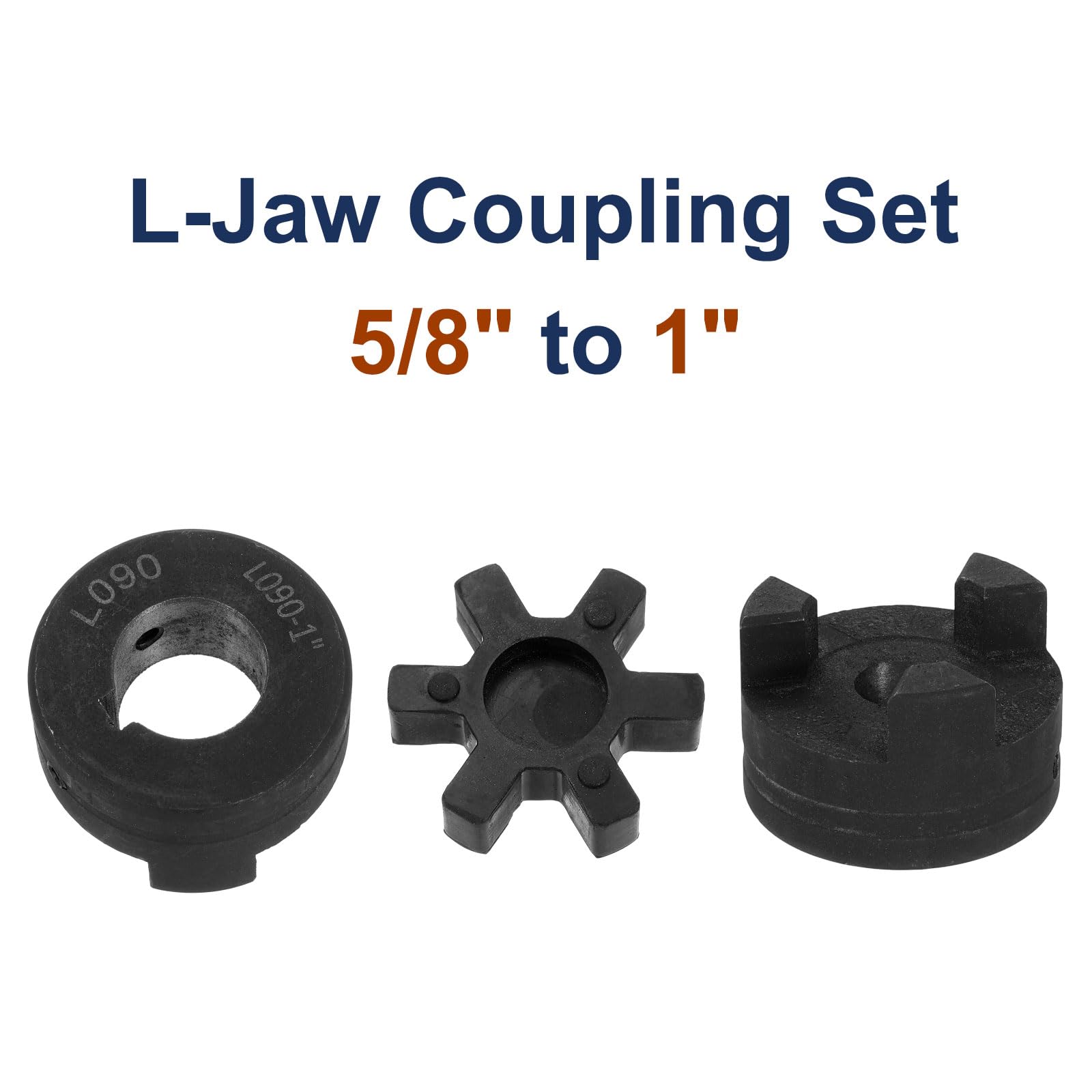QUARKZMAN Accouplements Flexibles 5/8" à 1", Accouplements L090, Ensemble de Coupleur L-Jaw 3 Pièces Joint en Caoutchouc Buna-N NBR pour Équipement Hybride de Fendeuse à Bois