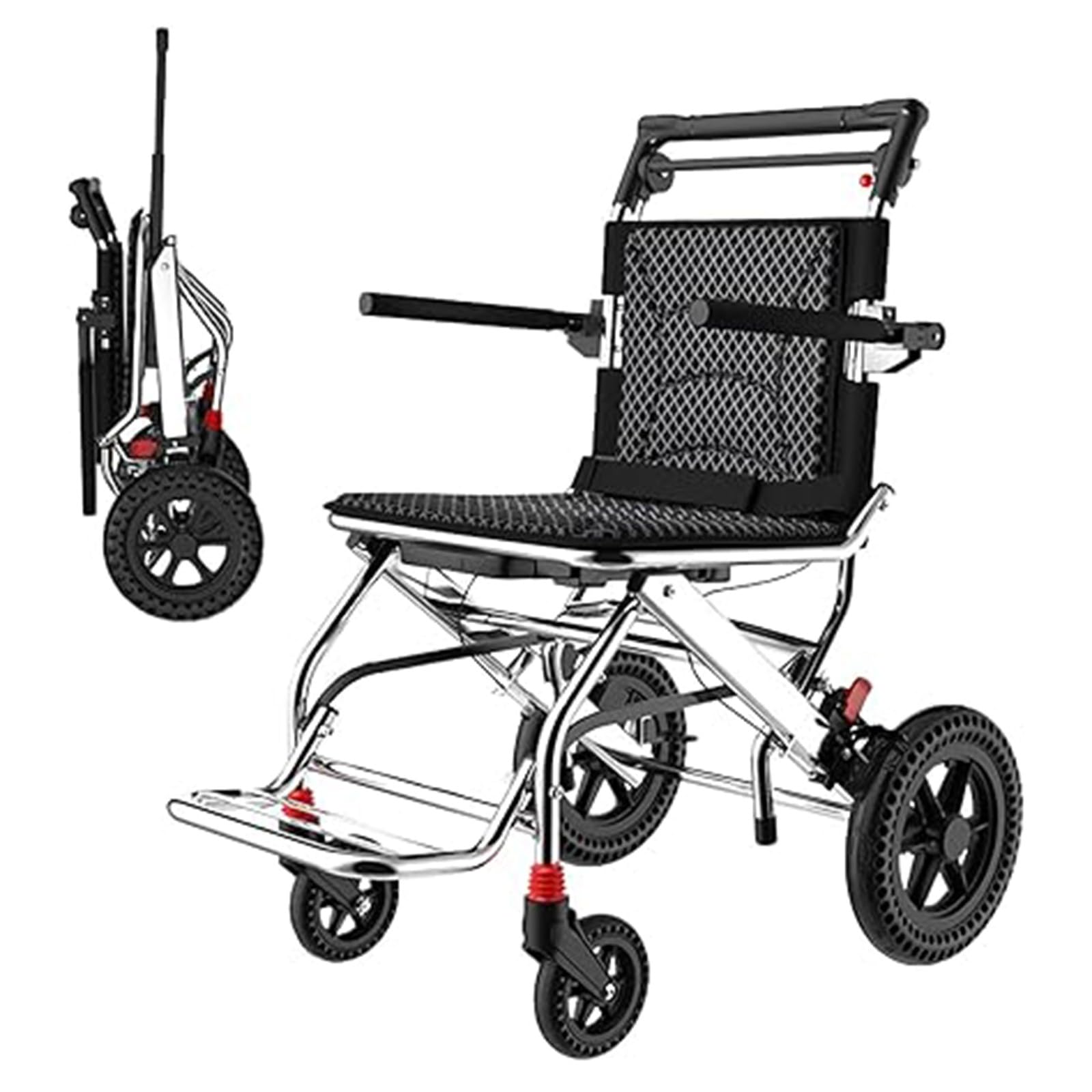 Silla De Ruedas,Silla De Ruedas Plegable Ligera Silla De Ruedas Portátil Plegable con Freno De Mano Silla De Ruedas De Aluminio para Adultos Y Personas Mayores A