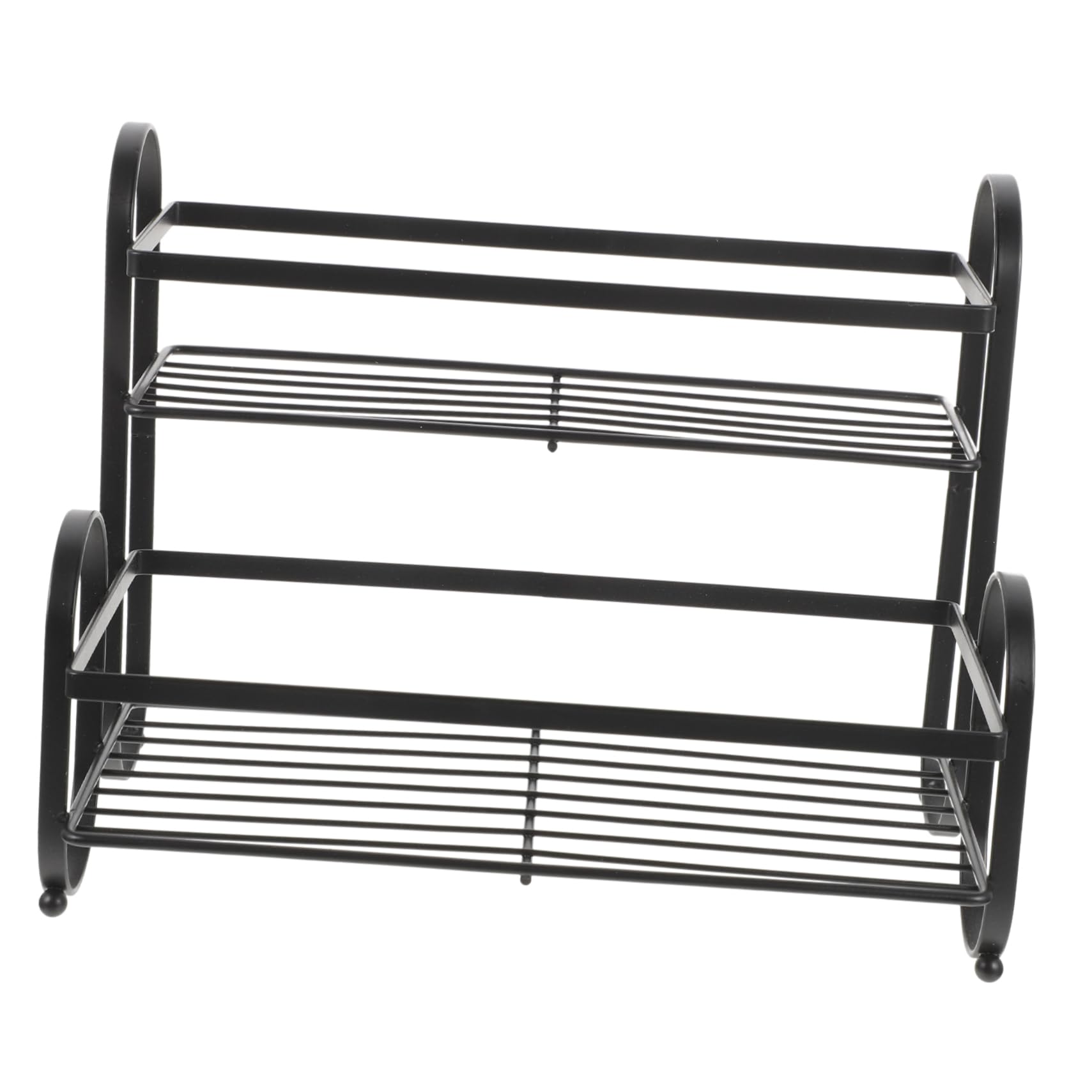 Organizer da Cucina in Ferro Nero a Doppio Strato, Scaffale per Spezie Salvaspazio, Porta Spezie Robusto Saldatura Sicura, per Ripiano Cucina