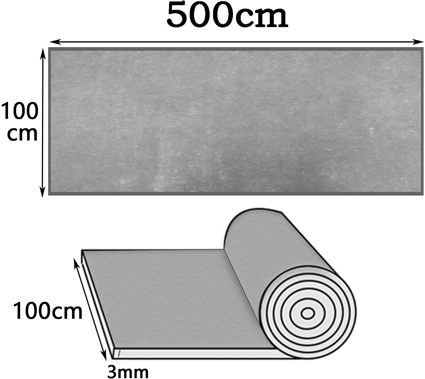 Antirutschmatte 500 x 100 cm für Außenbereich, Boden rutschfest 3mm Dicke Gummimatte Rolle, Strapazierfähig für Garage, Treppe, Werkstatt, Keller, Industrie