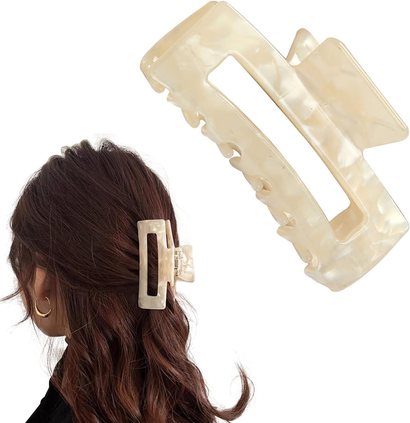 Muiltvoe 2Pcs Rectangular Hair Claw Clips for Women and Girls - Non-slip, Big Claw Clip,Claw Clip,Clips and Barrettes,Hair Accessories