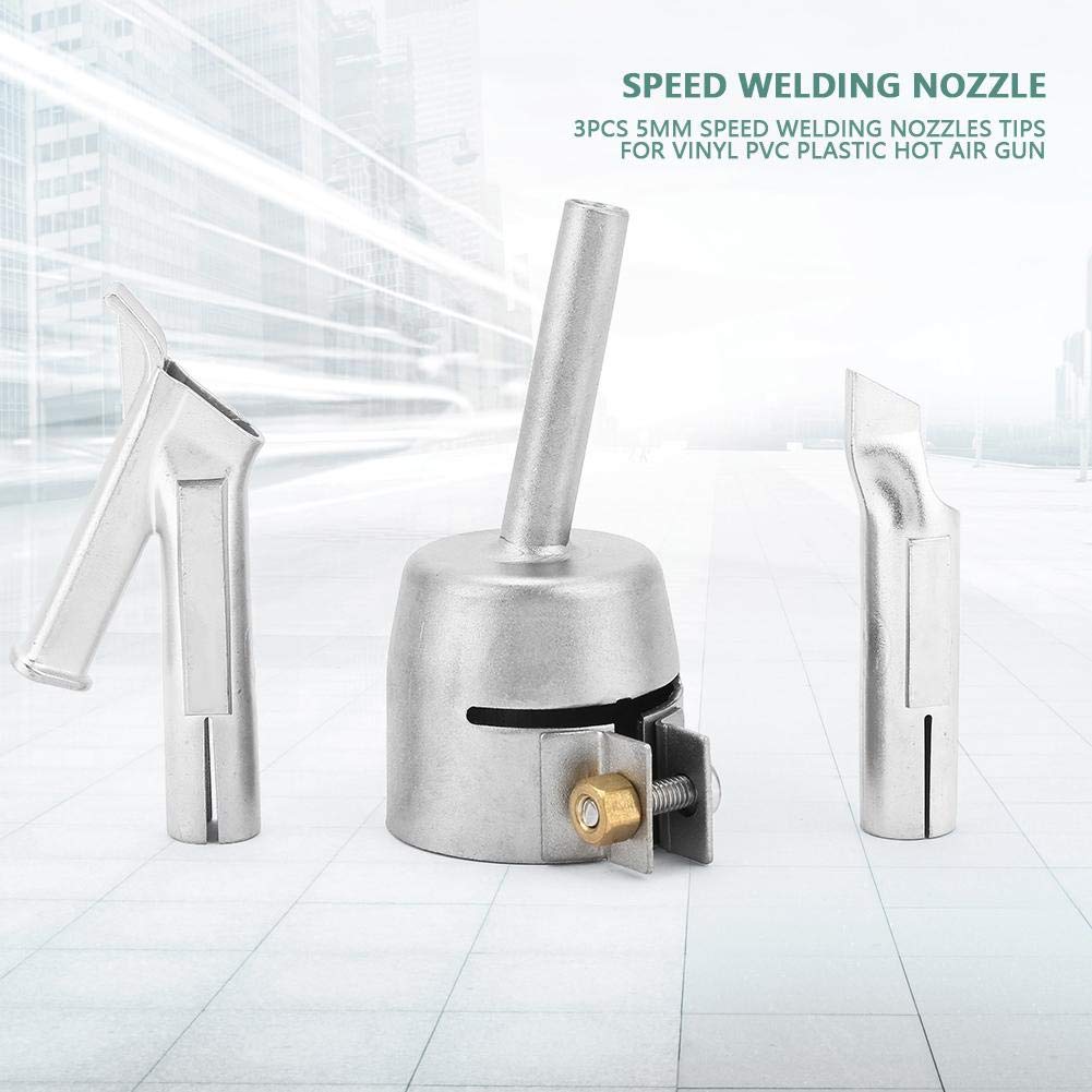 Speed Welding Nozzle, 3pcs 5mm Triangular Round Shape Nozzle Tips for PVC Plastic Hot Air Gun