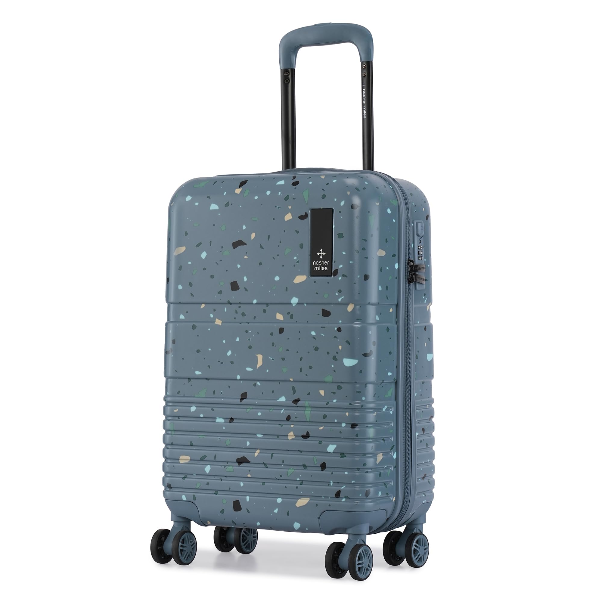 Venice Hard-Sided Polycarbonate Cabin Terrazzo Printed Luggage 20 inch | 55cm | 8 Wheels Small Trolley Bag for Travel | Suitcase (Blue)