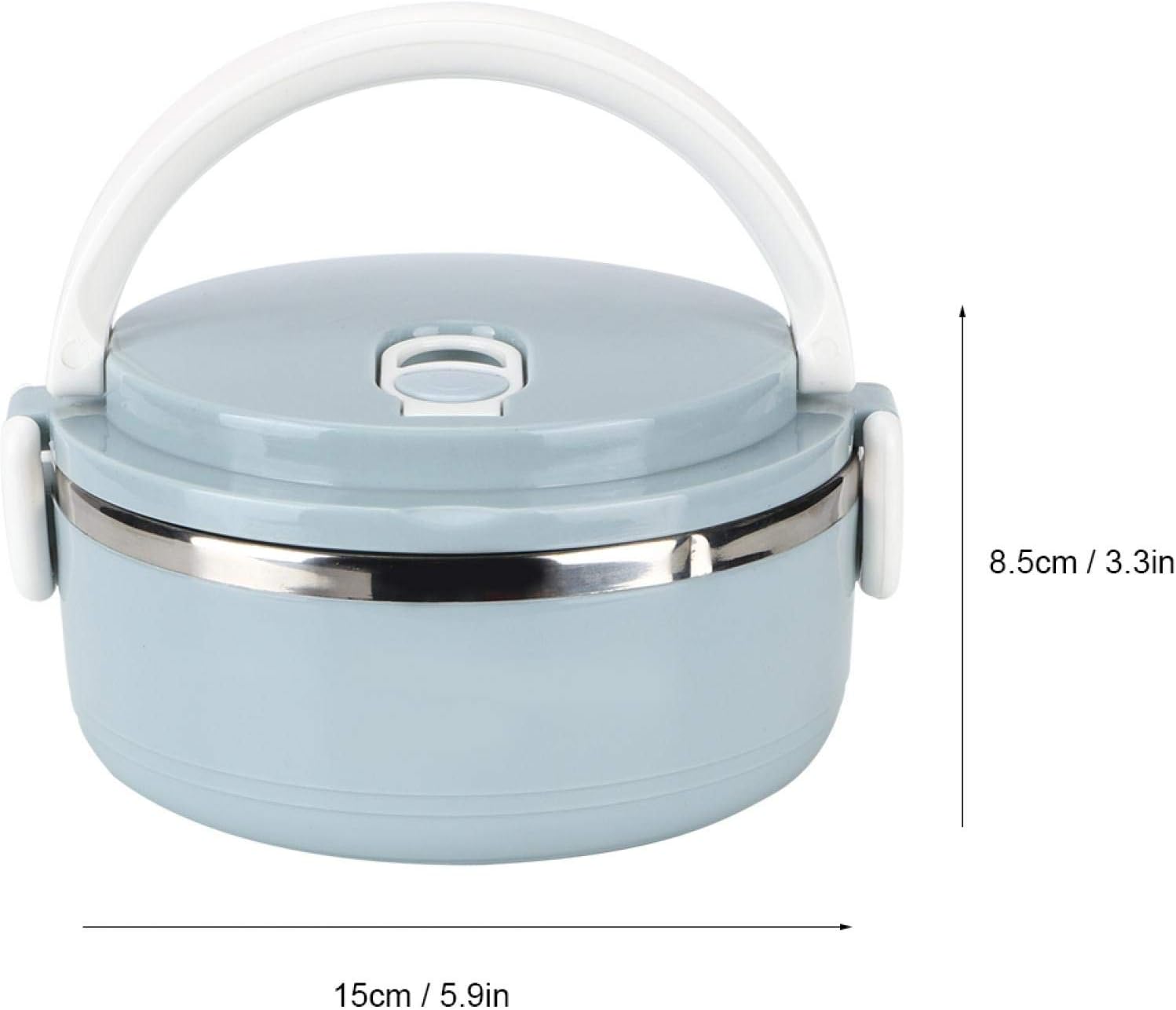 Portable Lunch Box, Stackable Lunch Box Container Stainless Steel Blue Thermal Insulated Rice Noodles Lunch Box Food Container Seal and Heat Preservation(Single layer) - Image 2