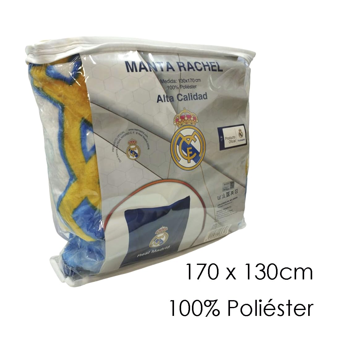 Manta de R. Madrid Equipo de Fútbol, Equipación Fútbol Madrid, Regalo R Madrid, Accesorios del Madrid, (R Madrid 130X170)