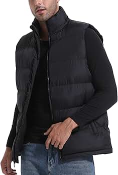 Zukela Black Men's Puffer Vest Big and Tall Outerwear Puffy