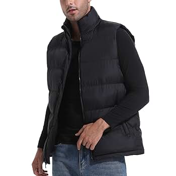 Zukela Black Men's Puffer Vest Big and Tall Outerwear Puffy