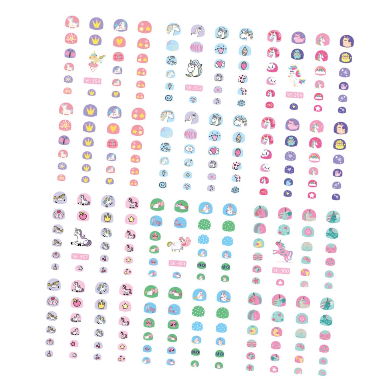 minkissy 30fogli Adesivi Per Unghie Cartoni Animati Unicorno Di Adesivi Per Unghie Per Ragazzo Ragazza Facili Da Applicare e Rimuovere Fantasie Variegate Per Nail Art Creativa e Divertente