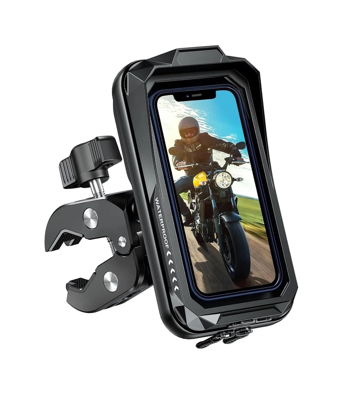 Motociclo Porta Telefono Supporto Telefono Moto Impermeabile Universale Anti-vibrazione Con Visiera Parasole Touchscreen Smartphone Da 4,7" A 7,0". Motociclo Supporto GPS(Clamp Cip version)