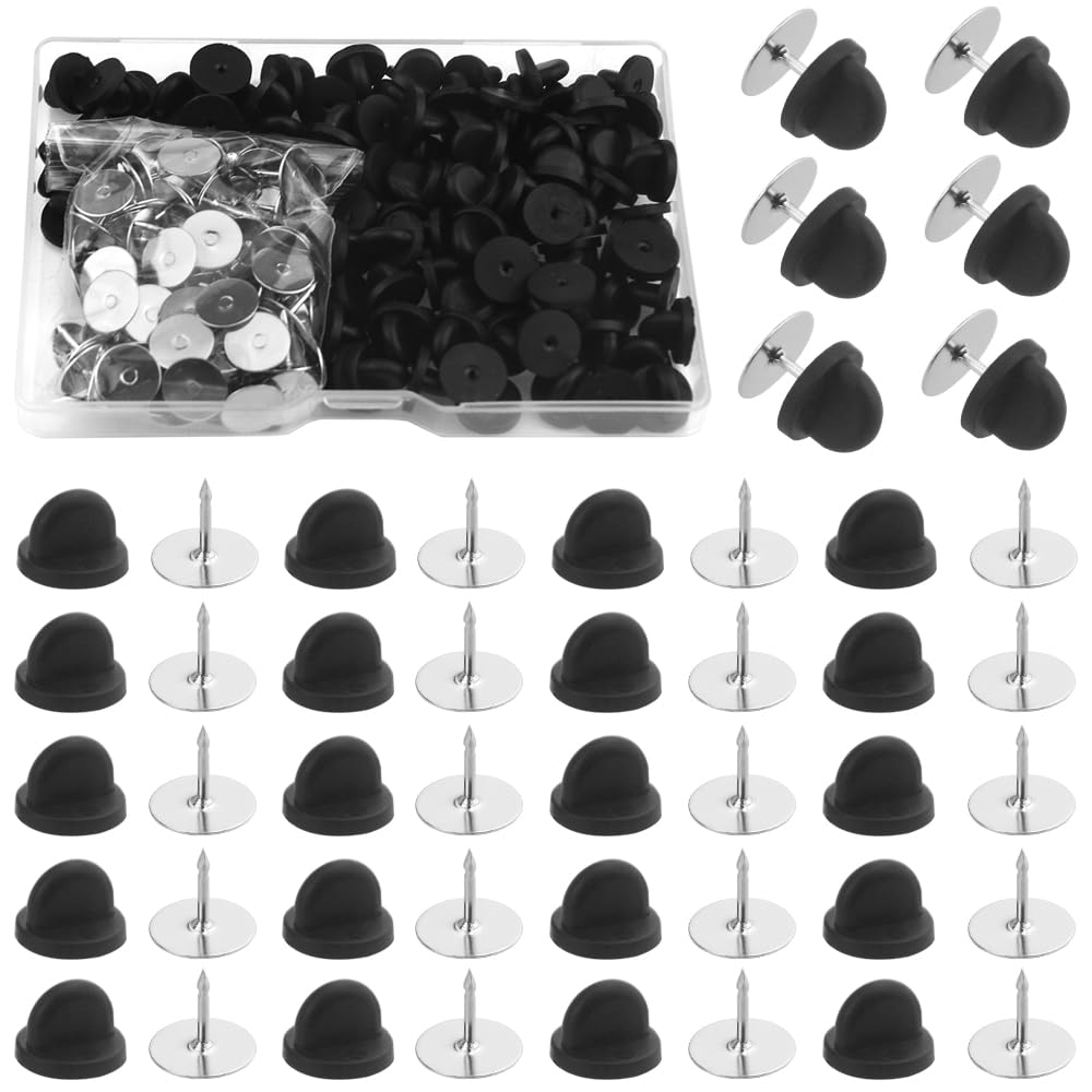 BGTXINGI 100PCS Tie Tacks with 100PCS PVC Rubber Black Pins Back for Jewelry Making and Crafting