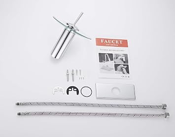 Waterfall Bathroom Sink Faucet Glass Spout Chrome One Handle Single Hole