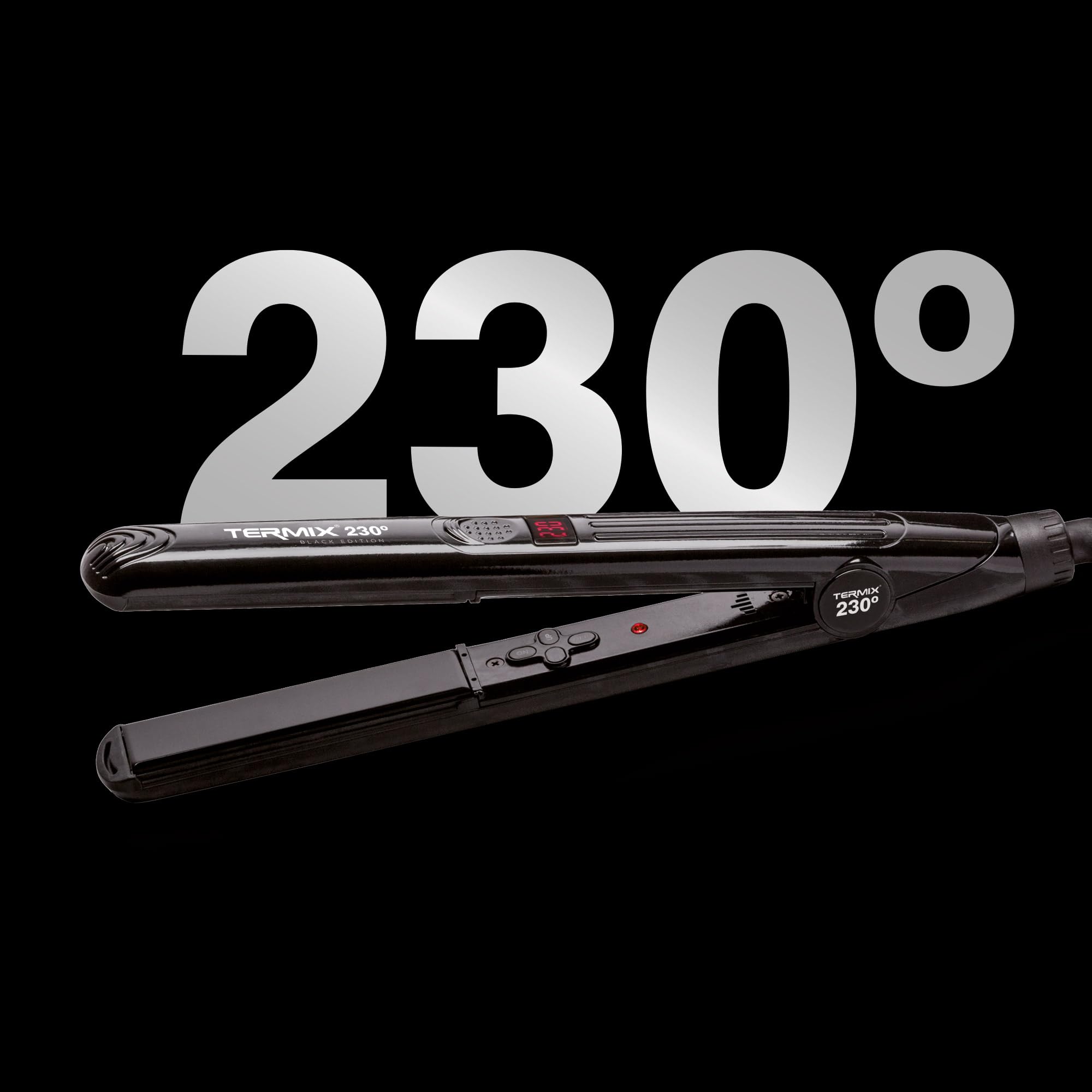Termix Plancha Pelo 230º Black Edition, Plancha de Pelo Profesional con Tecnología de Placas de Cerámica, Sistema Digital de Regulación de Temperatura