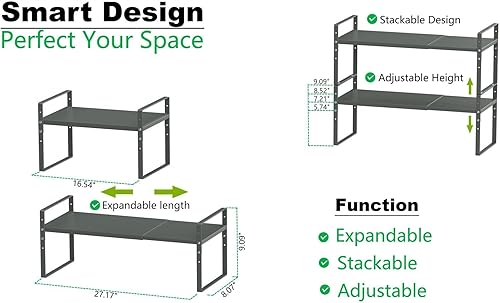 Miniatura 3 de Estante organizador de especias apilable expandible en gabinetes, estantes de cocina, armarios de cocina, estantes apilables, despensa,