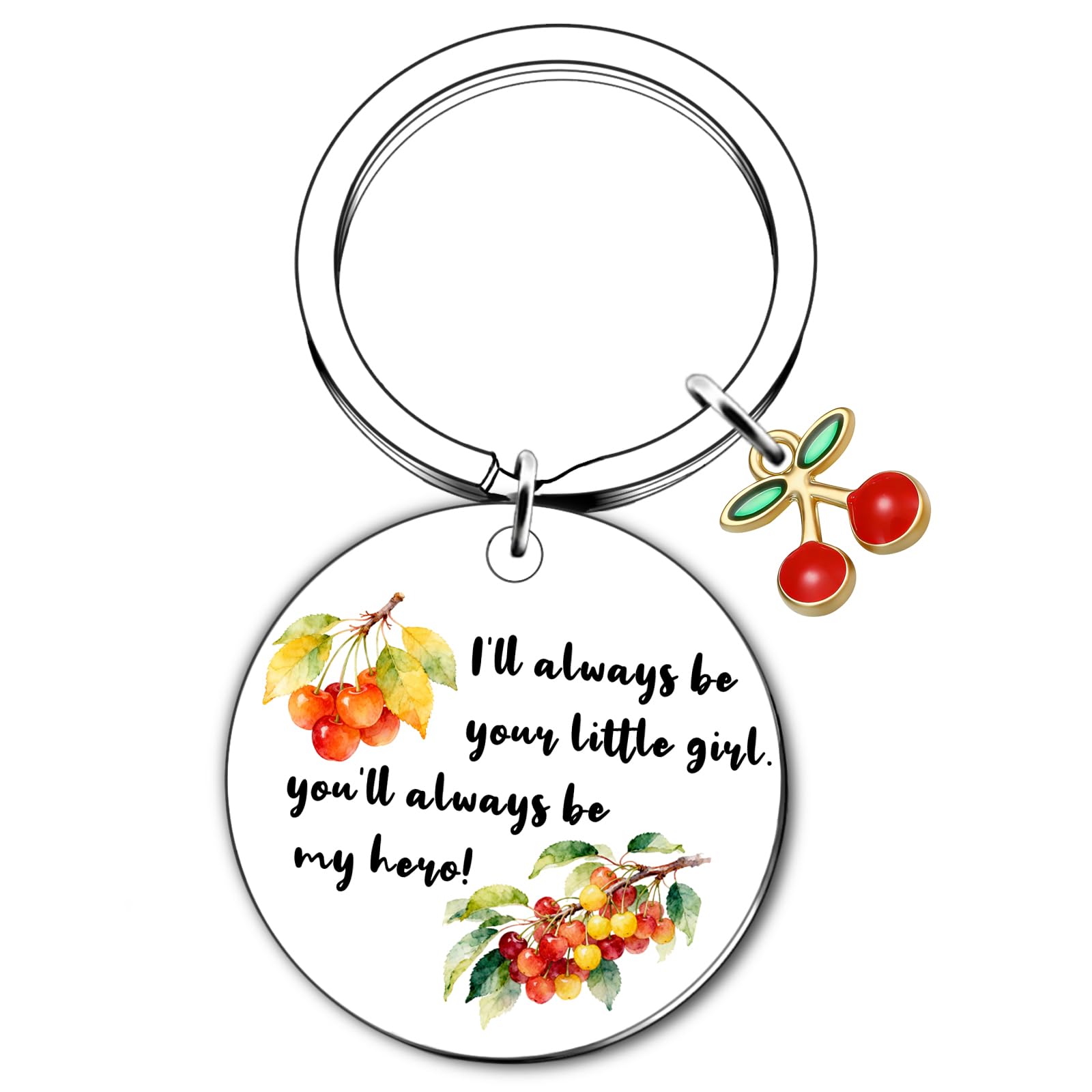 Quluvaeri Men's Silver Dad Birthday Gifts, Gifts For Dad Keyring Father’s Day Gift From Daughter - I'll Always Be Your Little Girl, You Will Always Be My Hero Keychain