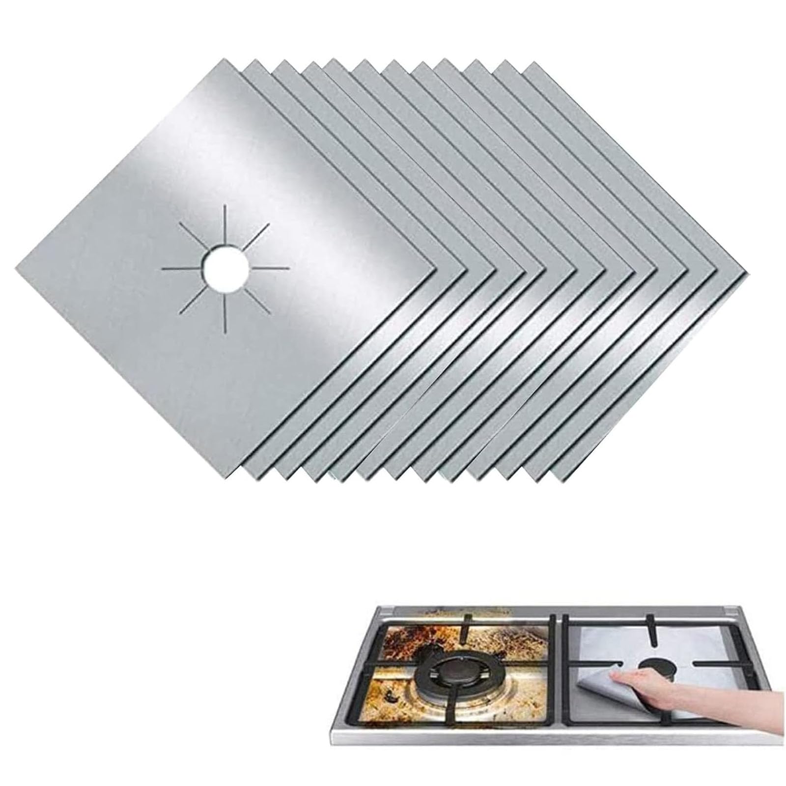 Pieces Gas Hob Protectors,12 pcs Non-Stick Stove Cover Reusable Burner Protector Heat Resistant Non-stick coating,easy to clean gas stove cover suitable for most gas stoves