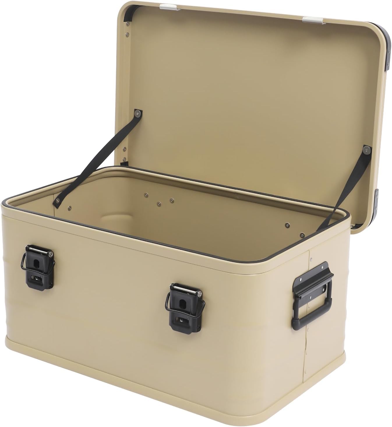Aluminium Aufbewahrungsbox 30L/50L Wasserdicht mit Deckel, Transportbox mit Gummidichtung, Alubox, Aluminium Box mit verstärkten Ecken & Griffen für Camping Outdoor Reisen (50L Khaki)