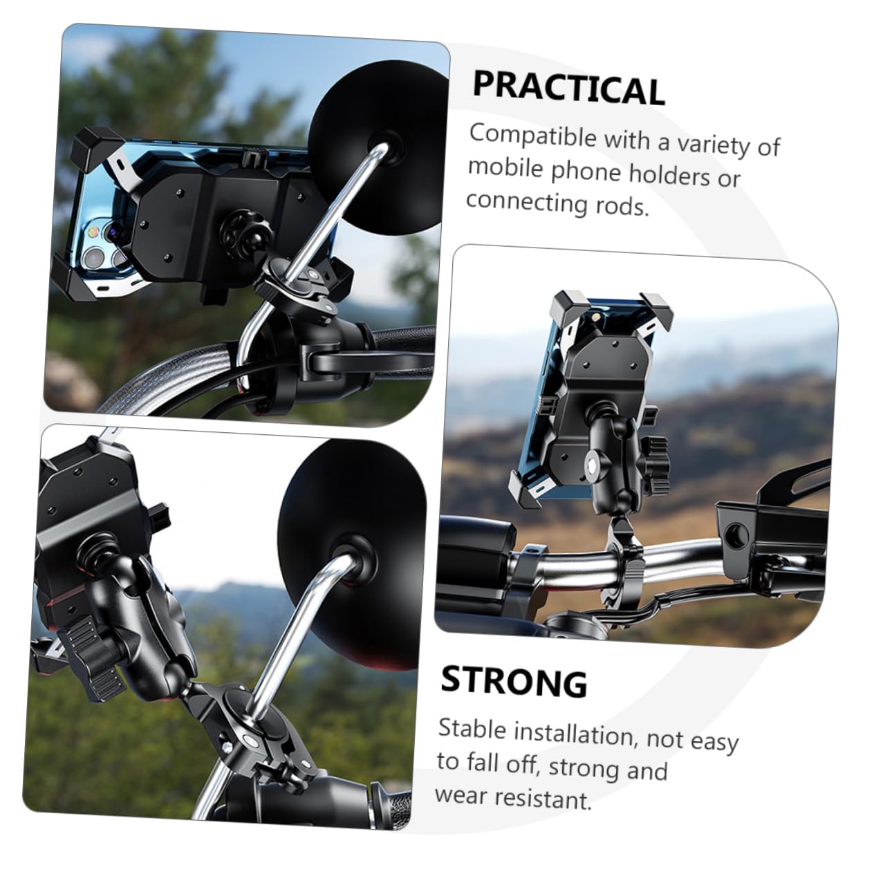 Soporte para Teléfono Móvil de Motocicleta Base de Montaje de Bola de Aleación de Aluminio Adaptador de Manillar Compatible Bicicletas y Motocicletas Duradero y Resistente