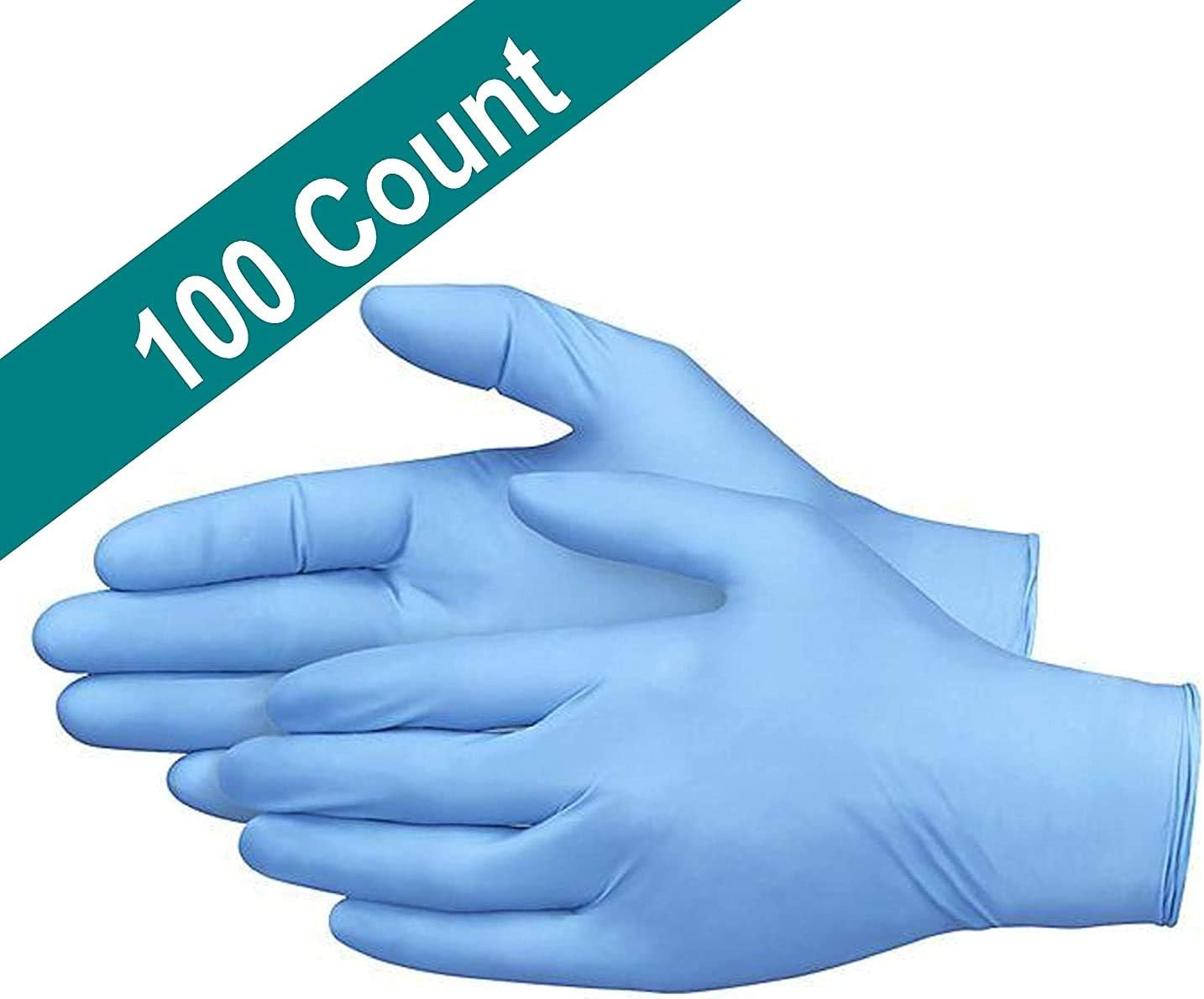 ETAOLINE Disposable Gloves Powder Free Latex Gloves, Blue, Pack of 100, Medium