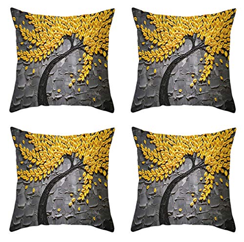 JooMeryer Throw Pillow Covers Oil Painting Flower Tree Print Soft Cushion Cover Pillow Protectors Sofa Bedding Home Decoration,Yellow Flower Tree 4pcs,18 JooMeryer Throw Pillow Covers Oil Painting Flower Tree Print Soft Cushion Cover Pillow Protectors Sofa Bedding Home Decoration,Yellow Flower Tree 4pcs,18