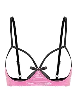 Amazon.com: Linjinx Women's Wet Look Cupless Bra See Through