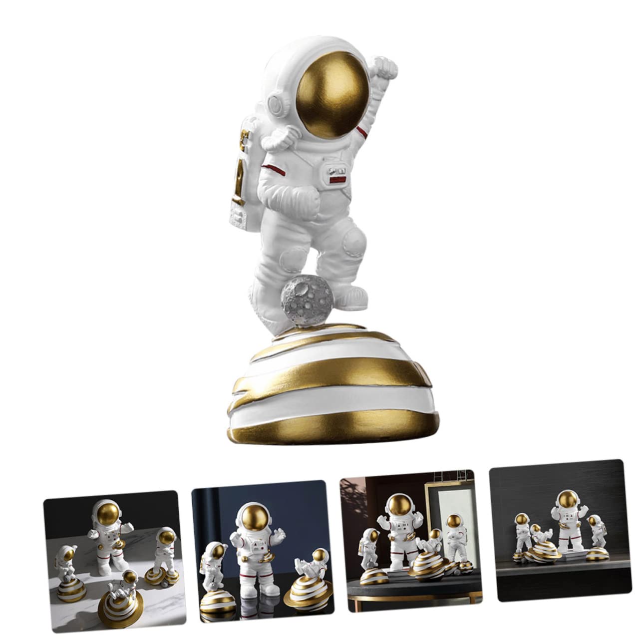TOPBATHY Estatua de Astronauta Decorativa de Resina Natural Dorada