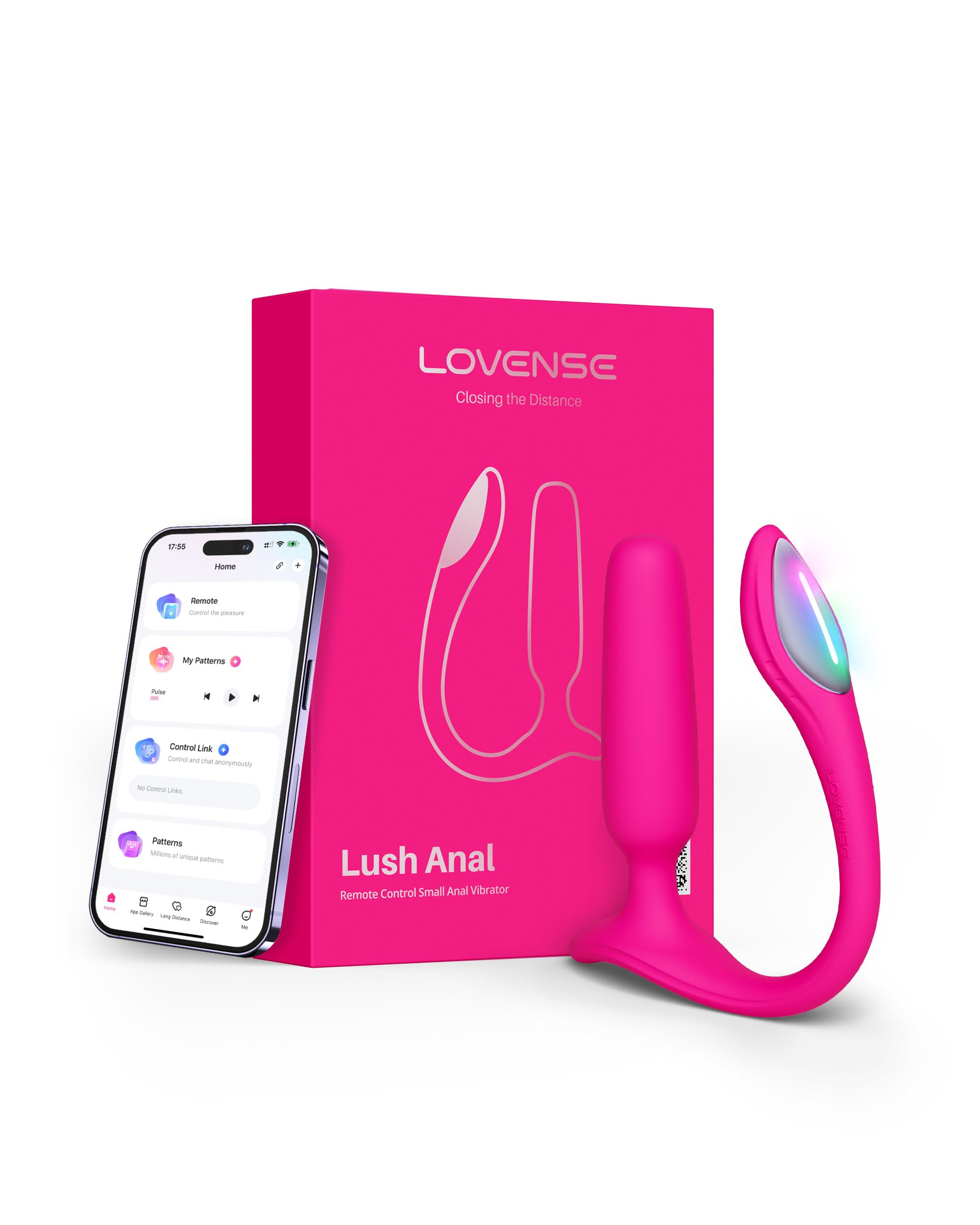 LOVENSE Lush Anal Vibrating Butt Plug Sex Toys, App Controlled Vibrator with LED Light, Small Anal Plug Adult Toy for Beginners, Waterproof, Rose
