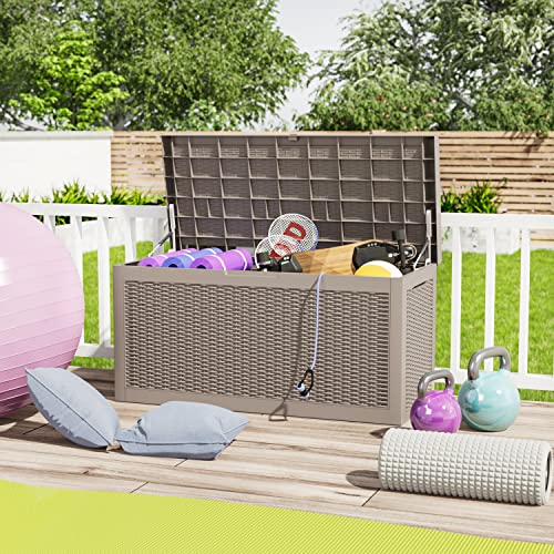 Greesum 100 Gallon Resin Deck Box Large Outdoor Storage