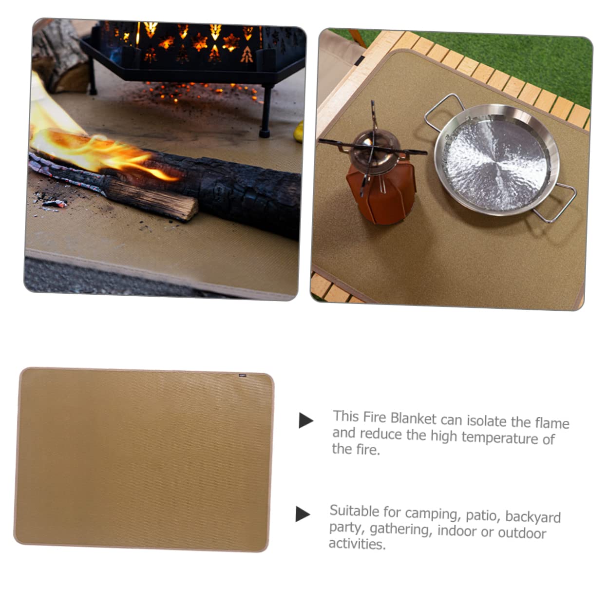 Holibanna 1Set Outdoor Fireproof Blanket Portable Fire Resistant Mat for Fire Pit Fiberglass Easy to Carry and Store for Camping and Outdoor Use