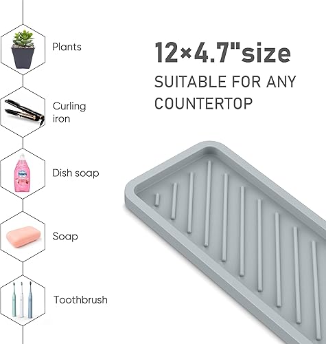 Miniatura 4 de EG-SIPRO Bandeja organizadora de fregadero de cocina, soporte de esponja para fregadero de cocina, bandeja de baño, bandeja de esponja de silicona